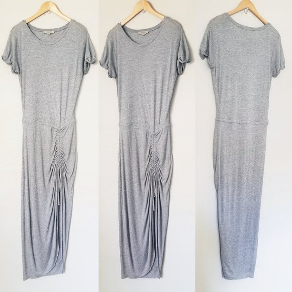 AllSaints Filor Maxi Drawstring Dress Modal Wool Blend Marled Gray Size M $120 - Picture 15 of 16